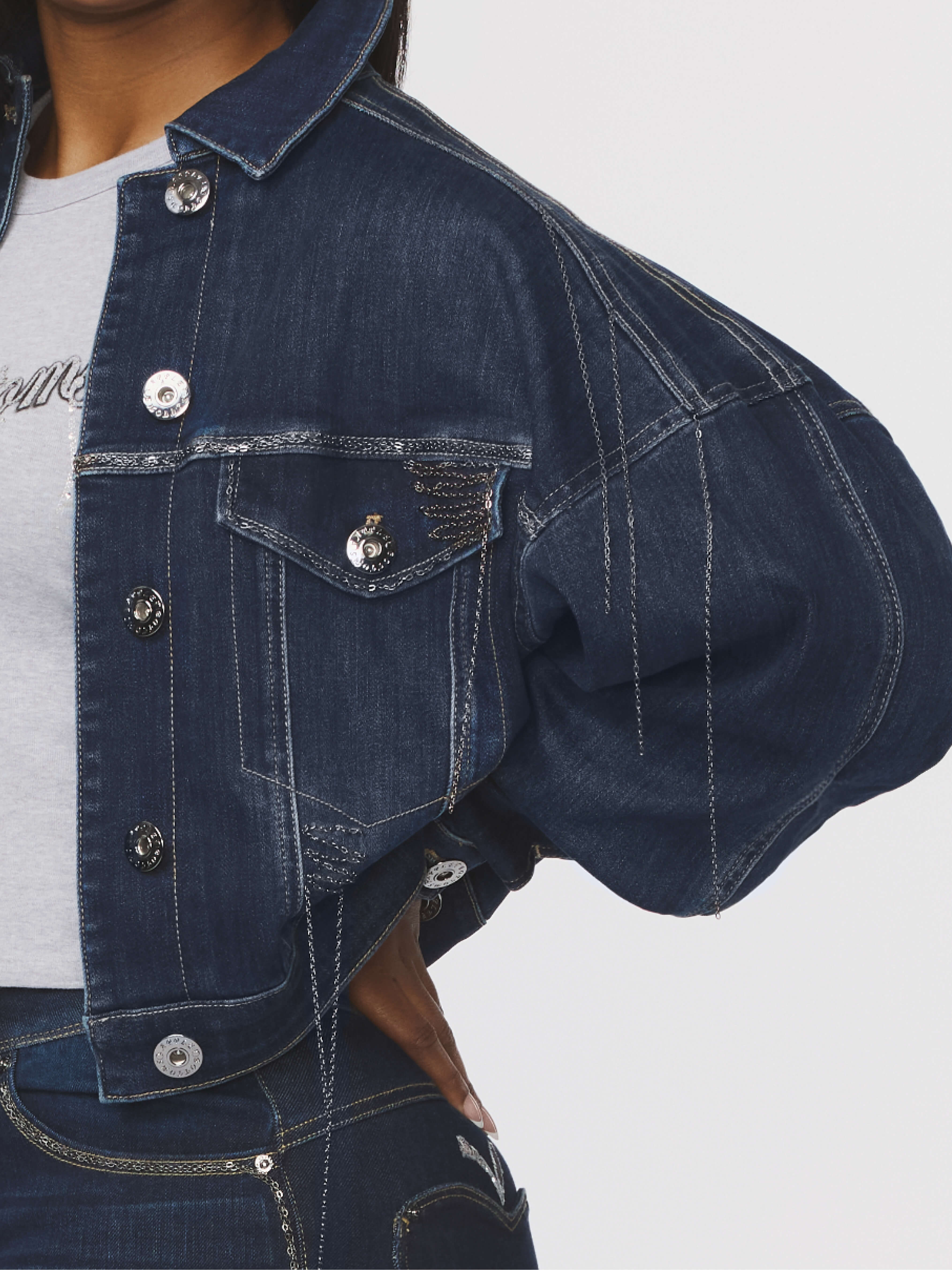 Apple Bottom Jeans Denim Chain Link Jacket — color variant