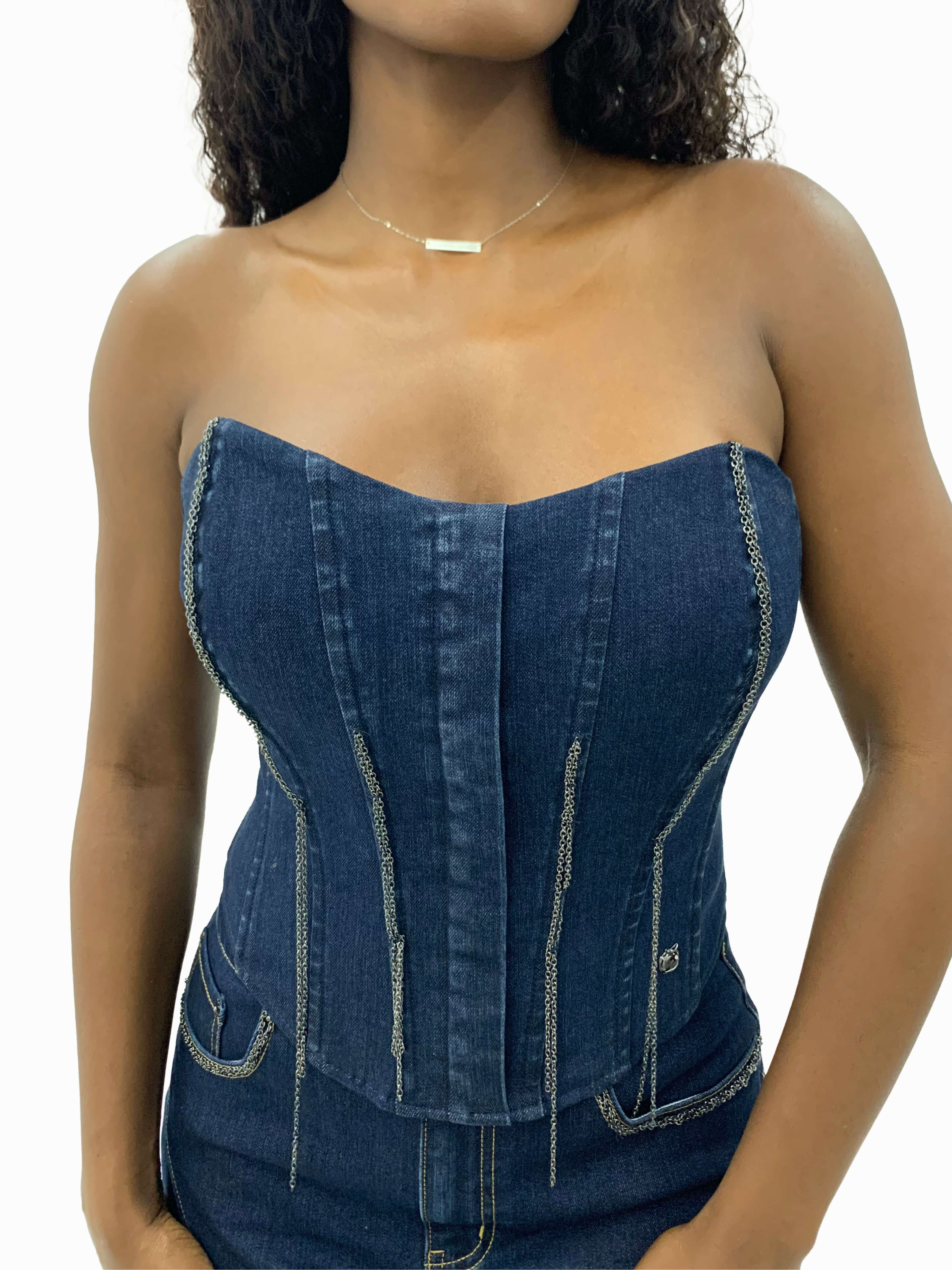 Apple Bottom Jeans Chain Link Bustier — detail view