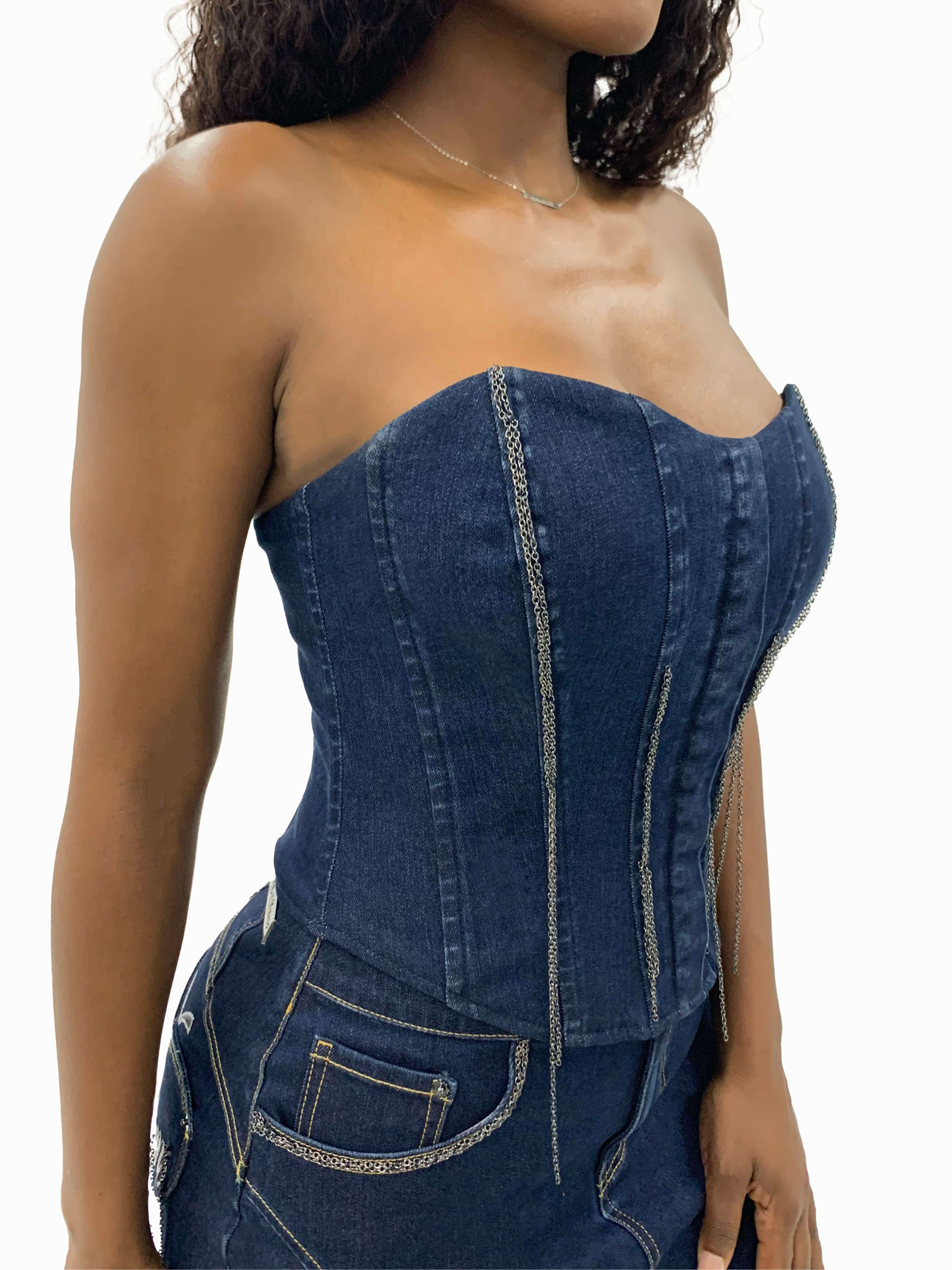 Apple Bottom Jeans Chain Link Bustier — lifestyle