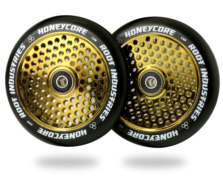 Root Industries HoneyCore Wheels 120mm - Black/Gold Rush (Pair) by Skates USA