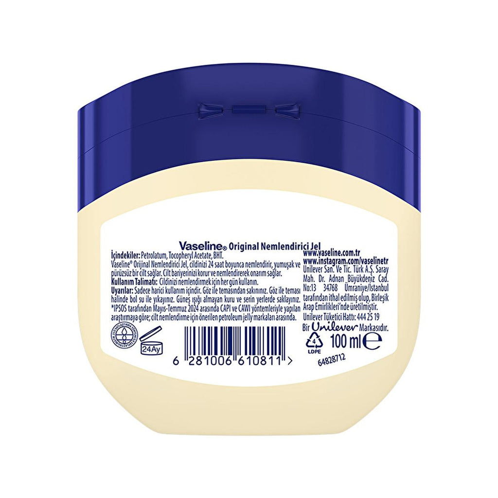 Vaseline Original Moisturizing Jelly - 24 Hour Hydration for Dry Skin, Hypoallergenic & Dermatologist-Recommended