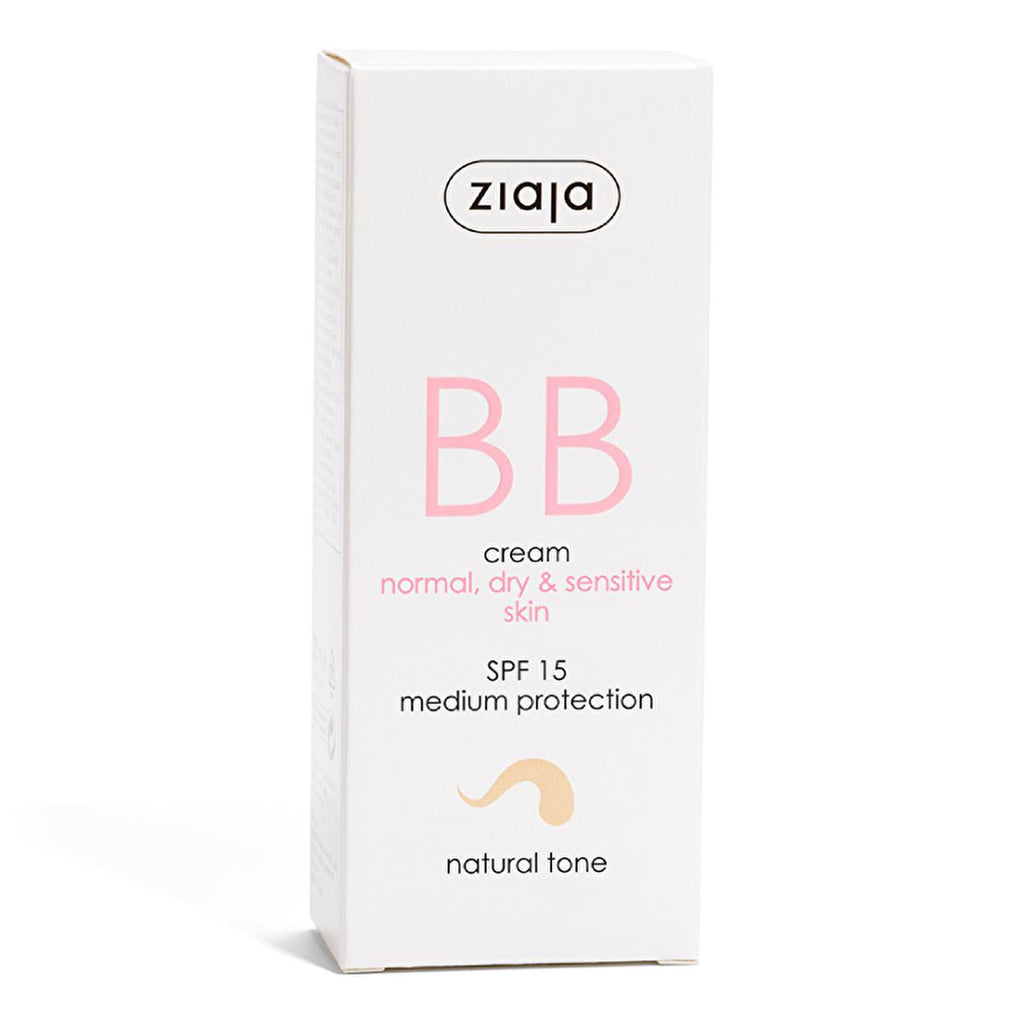 Ziaja Natural BB Cream SPF 15: Hydrating Light Coverage for Dry & Sensitive Skin - Vegan Formula with Hyaluronic Acid