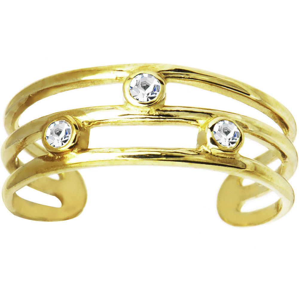 BodyCandy 10k Yellow Gold Cubic Zirconia Trio Band Toe Ring — main product shot