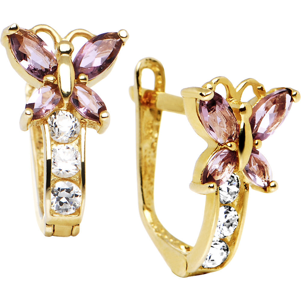 BodyCandy 14k Yellow Gold Butterfly June Birthstone Leverback Earrings — main product shot