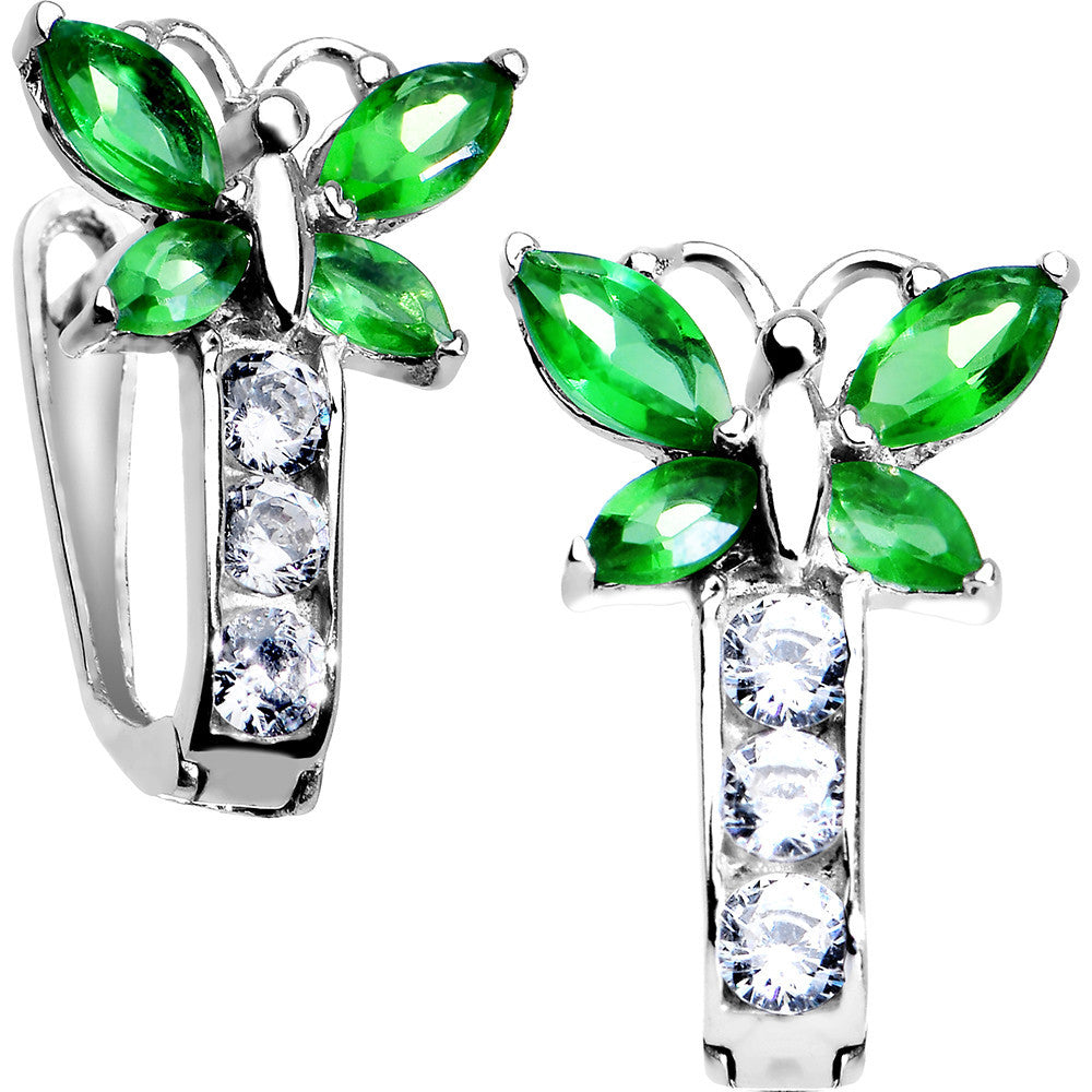 BodyCandy 14k White Gold Butterfly May Birthstone Leverback Earrings — main product shot