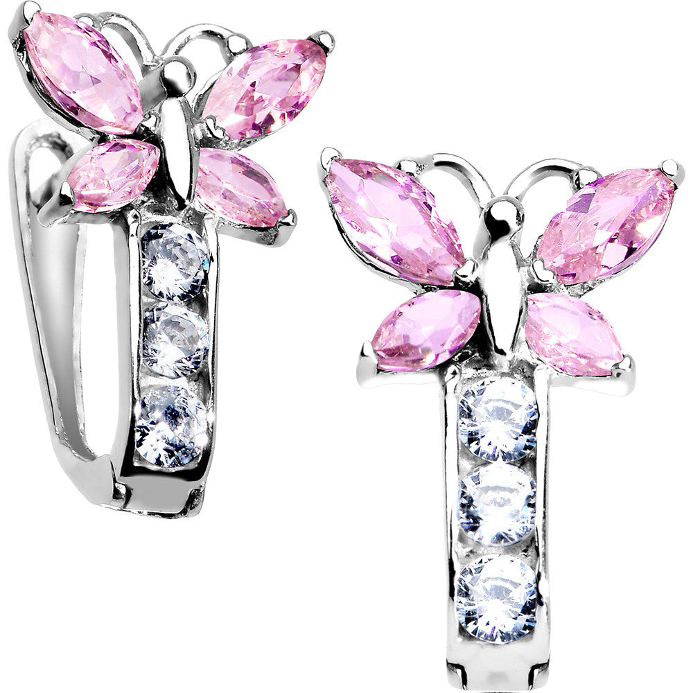 BodyCandy 14k White Gold Butterfly October Birthstone Leverback Earrings — main product shot