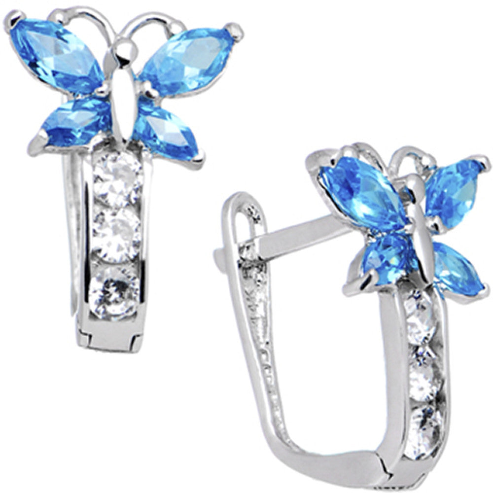 BodyCandy 14k White Gold Butterfly December Birthstone Leverback Earrings — main product shot