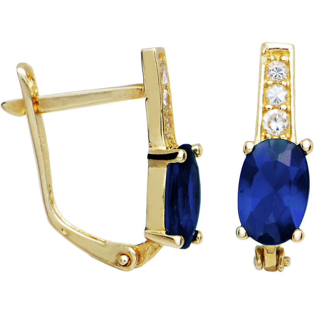 BodyCandy 14k Yellow Gold CZ September Birthstone Leverback Earrings — main product shot