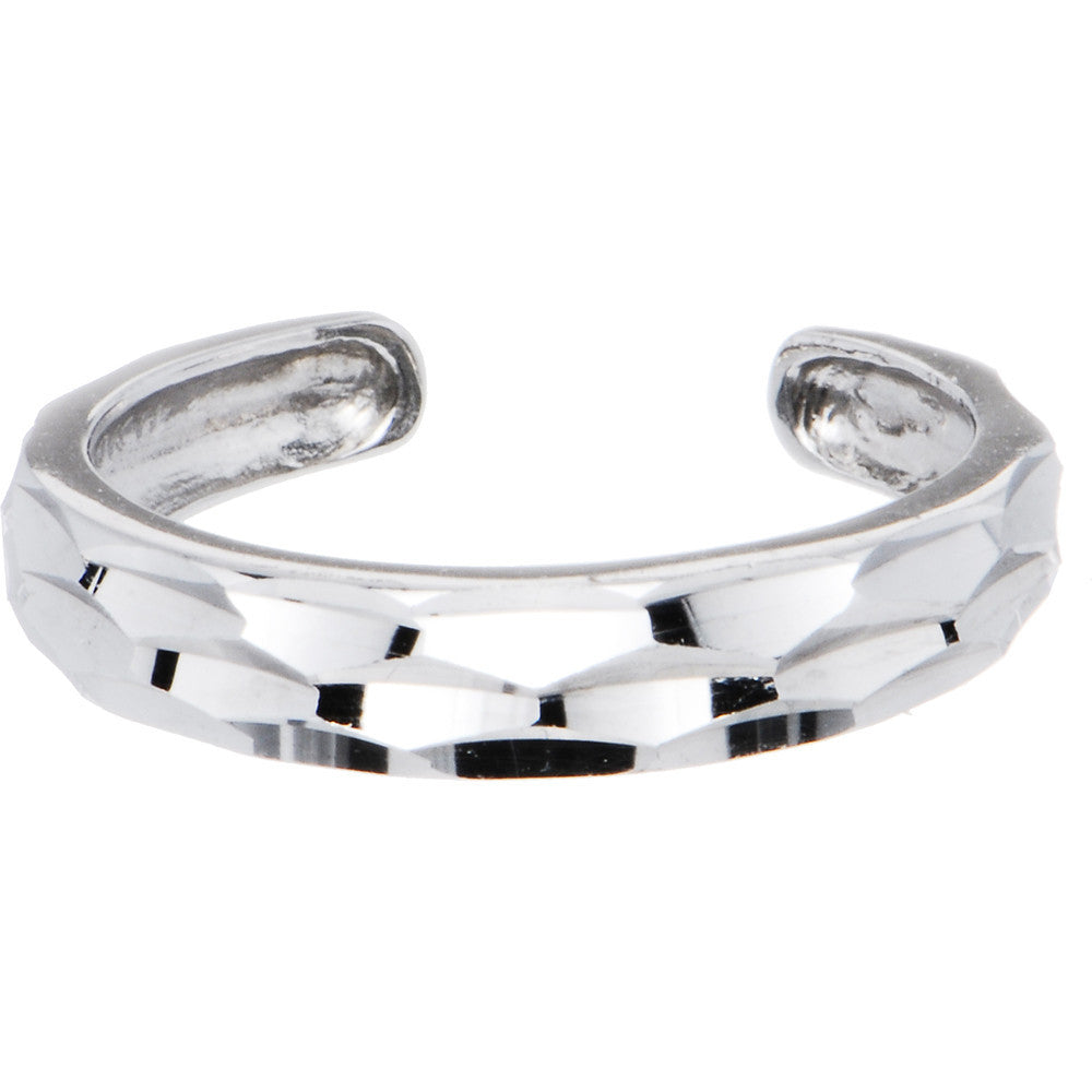 BodyCandy 10k White Gold Diamond Cut Band Toe Ring — main product shot