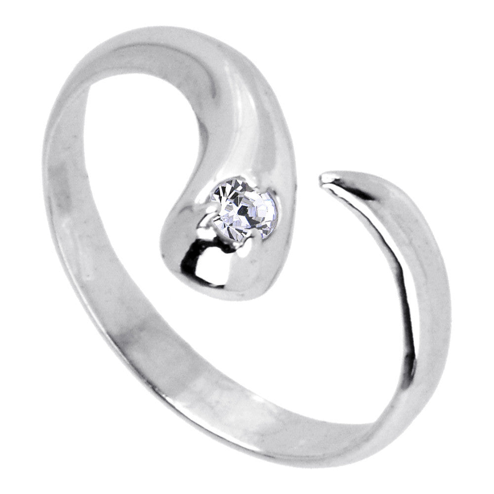 BodyCandy 10k White Gold Cubic Zirconia Solitaire Flare Toe Ring — main product shot