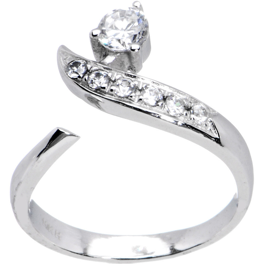 BodyCandy 10k White Gold Five Gem with Solitaire Flare Toe Ring — main product shot