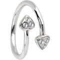 BodyCandy Solid 14k White Gold Double Gem Heart Cubic Zirconia Toe Ring — main product shot
