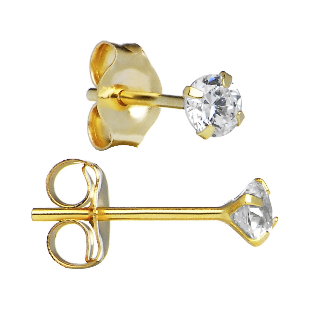 BodyCandy 14k Yellow Gold .06 ct Cubic Zirconia Round Earrings — main product shot