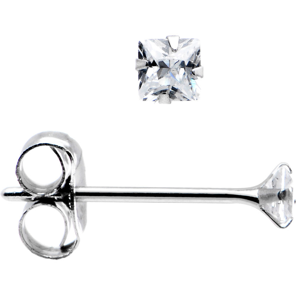 BodyCandy 14k White Gold .03 ct Cubic Zirconia Square Earrings — main product shot
