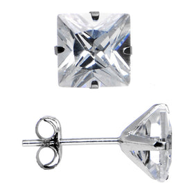 14k White Gold .80ct Cubic Zirconia Square Earrings