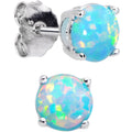 BodyCandy 6mm Teal Round Sterling Silver Synthetic Opal Stud Earrings — main product shot