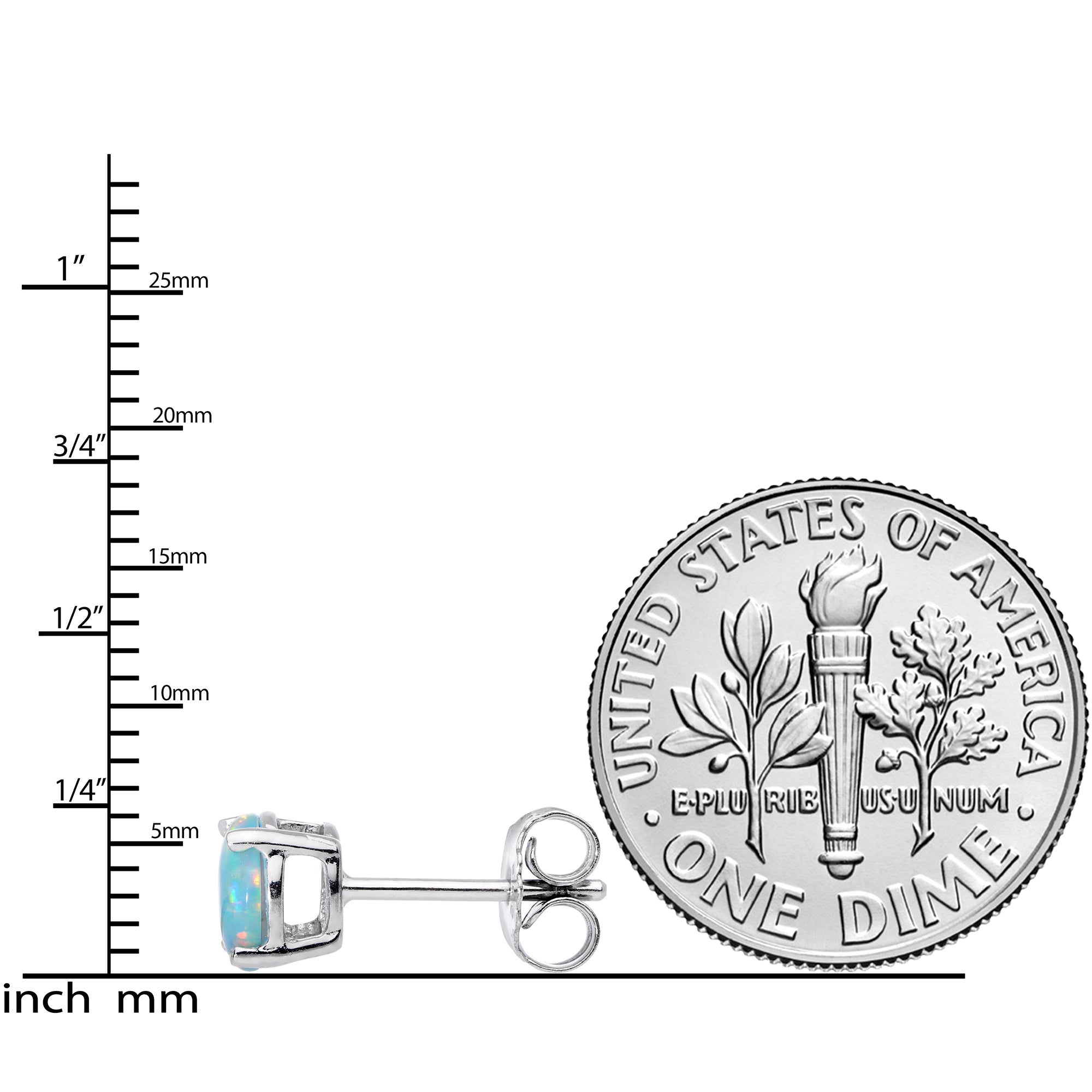 BodyCandy 6mm Teal Round Sterling Silver Synthetic Opal Stud Earrings — lifestyle context