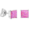 BodyCandy 6mm Pink Square Sterling Silver Synthetic Opal Stud Earrings — main product shot