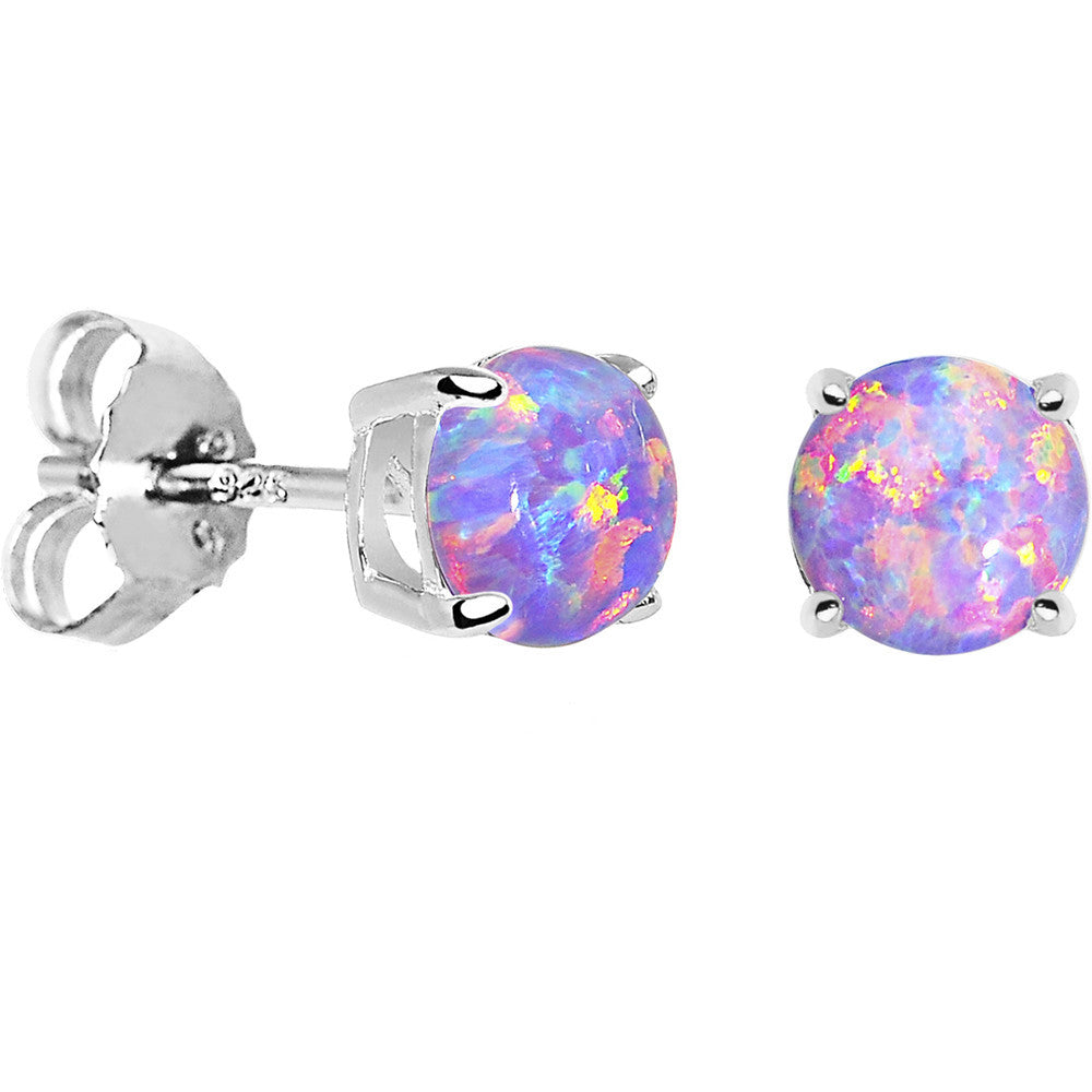 BodyCandy 6mm Multi Round Sterling Silver Synthetic Opal Stud Earrings — main product shot