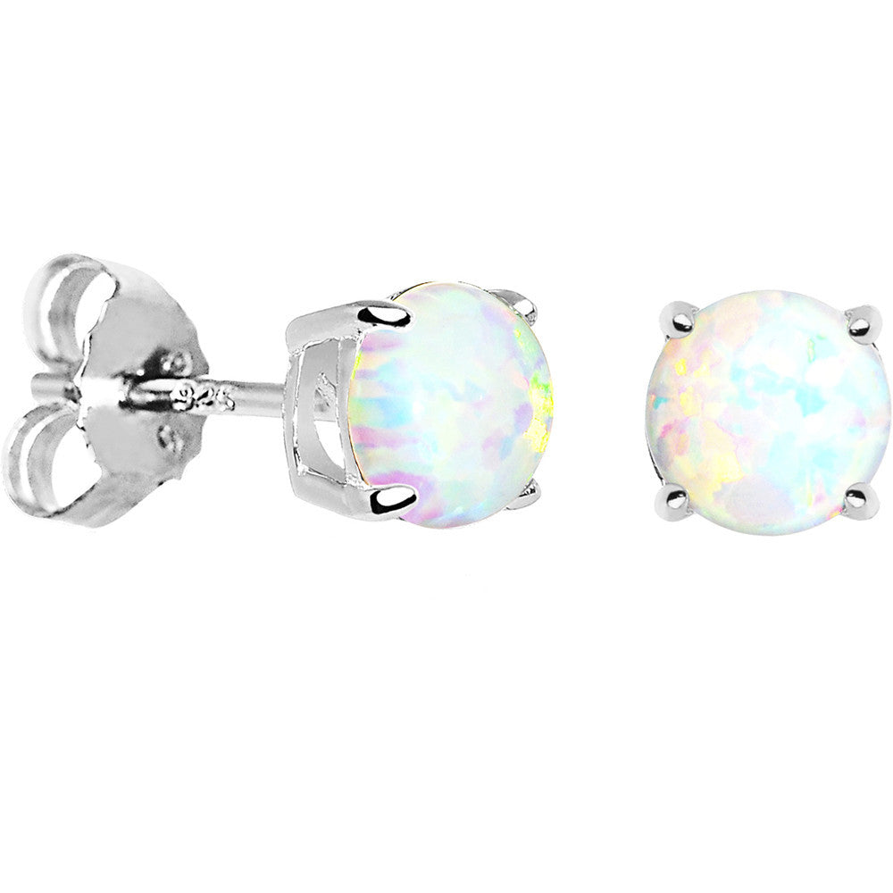 BodyCandy 6mm Round Sterling Silver Synthetic Opal Stud Earrings — main product shot