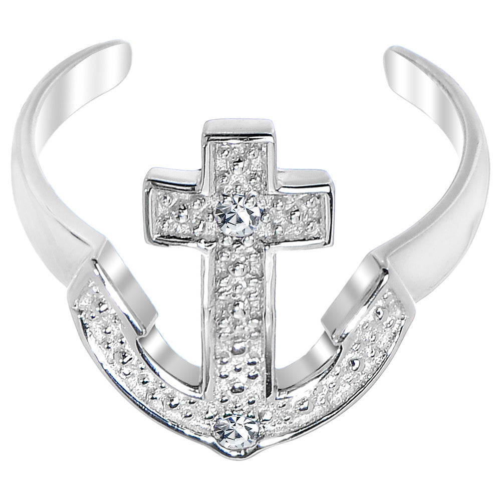 BodyCandy 925 Sterling Silver CZ Anchor Toe Ring — main product shot