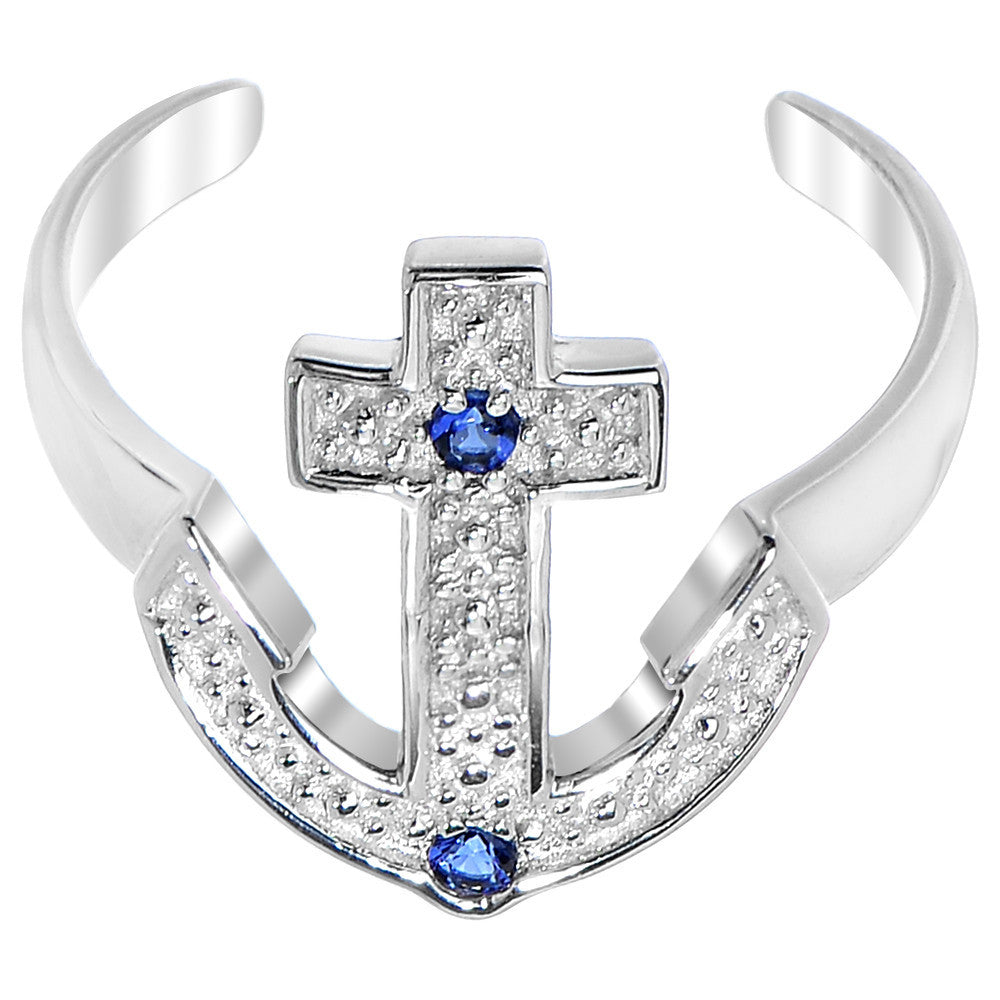BodyCandy 925 Sterling Silver Blue CZ Anchor Toe Ring — main product shot