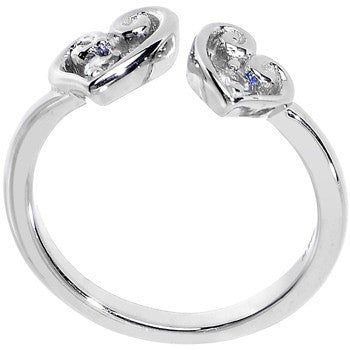 BodyCandy 925 Sterling Silver CZ Dual Heart Toe Ring — detail close-up