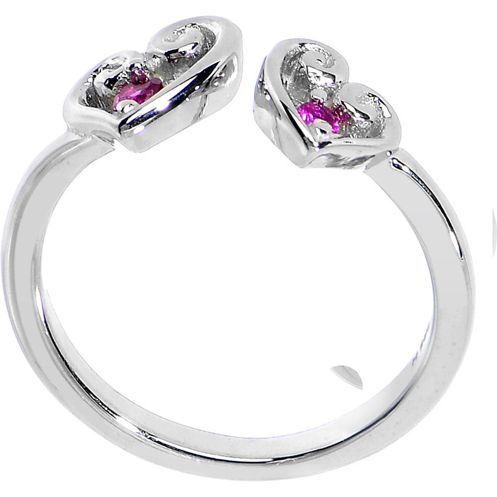 BodyCandy 925 Sterling Silver Red CZ Dual Heart Toe Ring — main product shot