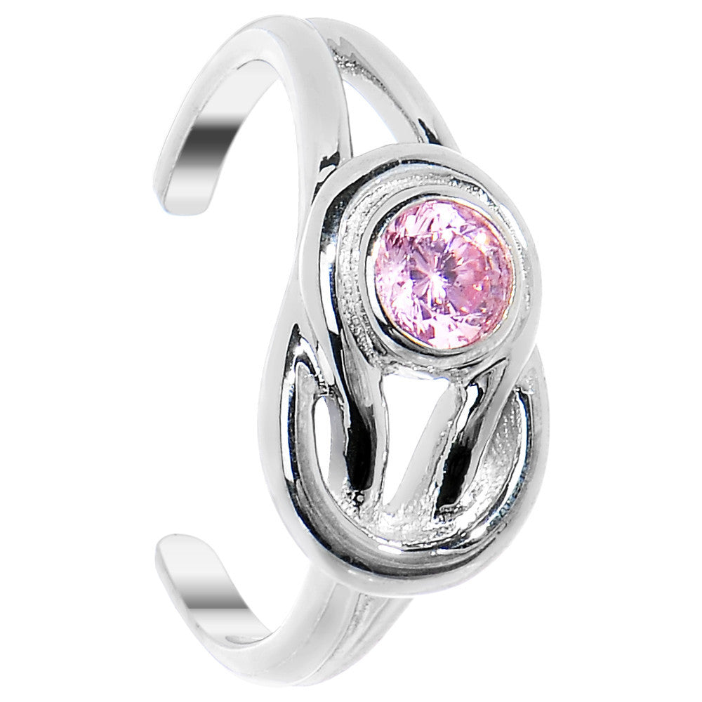 BodyCandy 925 Sterling Silver Pink CZ Knot Toe Ring — main product shot