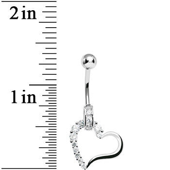 BodyCandy 925 Sterling Silver Cubic Zirconia Hollow Heart Charm Belly Ring — lifestyle context