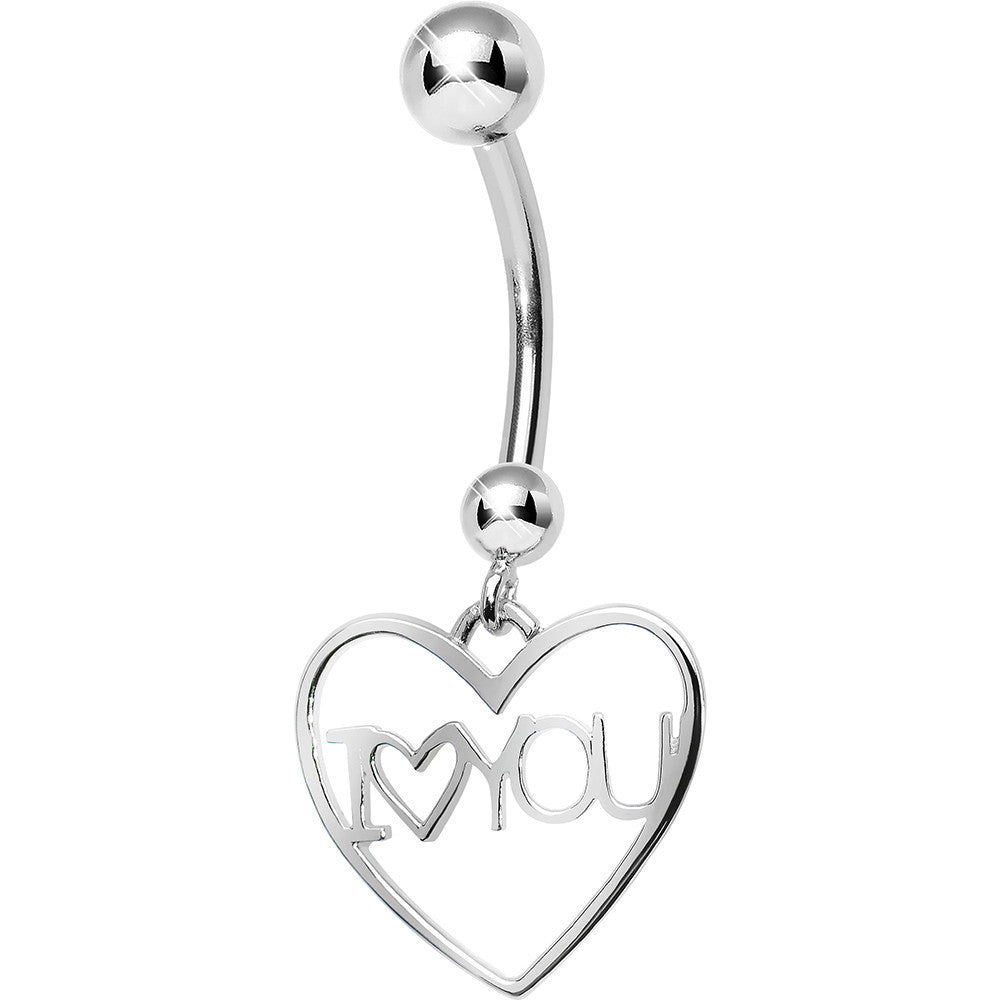 BodyCandy 925 Sterling Silver I Love You Heart Dangle Belly Ring — main product shot