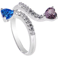 BodyCandy 925 Sterling Silver Blue Purple CZ Double Heart Toe Ring — main product shot