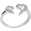 BodyCandy 925 Sterling Silver Clear CZ Dual Snake Heart Toe Ring — main product shot