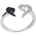BodyCandy 925 Sterling Silver Clear Black CZ Dual Snake Heart Toe Ring — main product shot