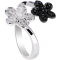 BodyCandy 925 Sterling Silver Clear Black CZ Twin Flower Toe Ring — main product shot