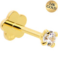 BodyCandy 14k Yellow Gold Flat Back Earring 20G 2mm CZ Floral Reversible — main product shot