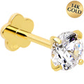 BodyCandy 14k Yellow Gold Flat Back Earring 20G 4mm CZ Floral Reversible — main product shot