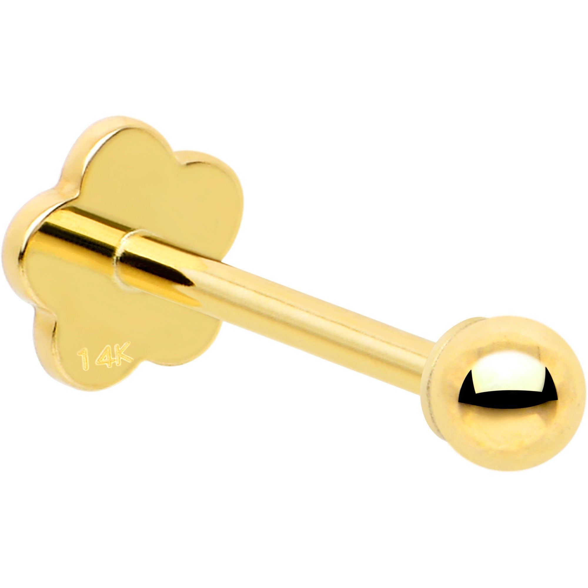 BodyCandy 14k Yellow Gold Flat Back Earring 20G 2mm Ball Floral Reversible — lifestyle context