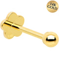 BodyCandy 14k Yellow Gold Flat Back Earring 20G 2mm Ball Floral Reversible — main product shot