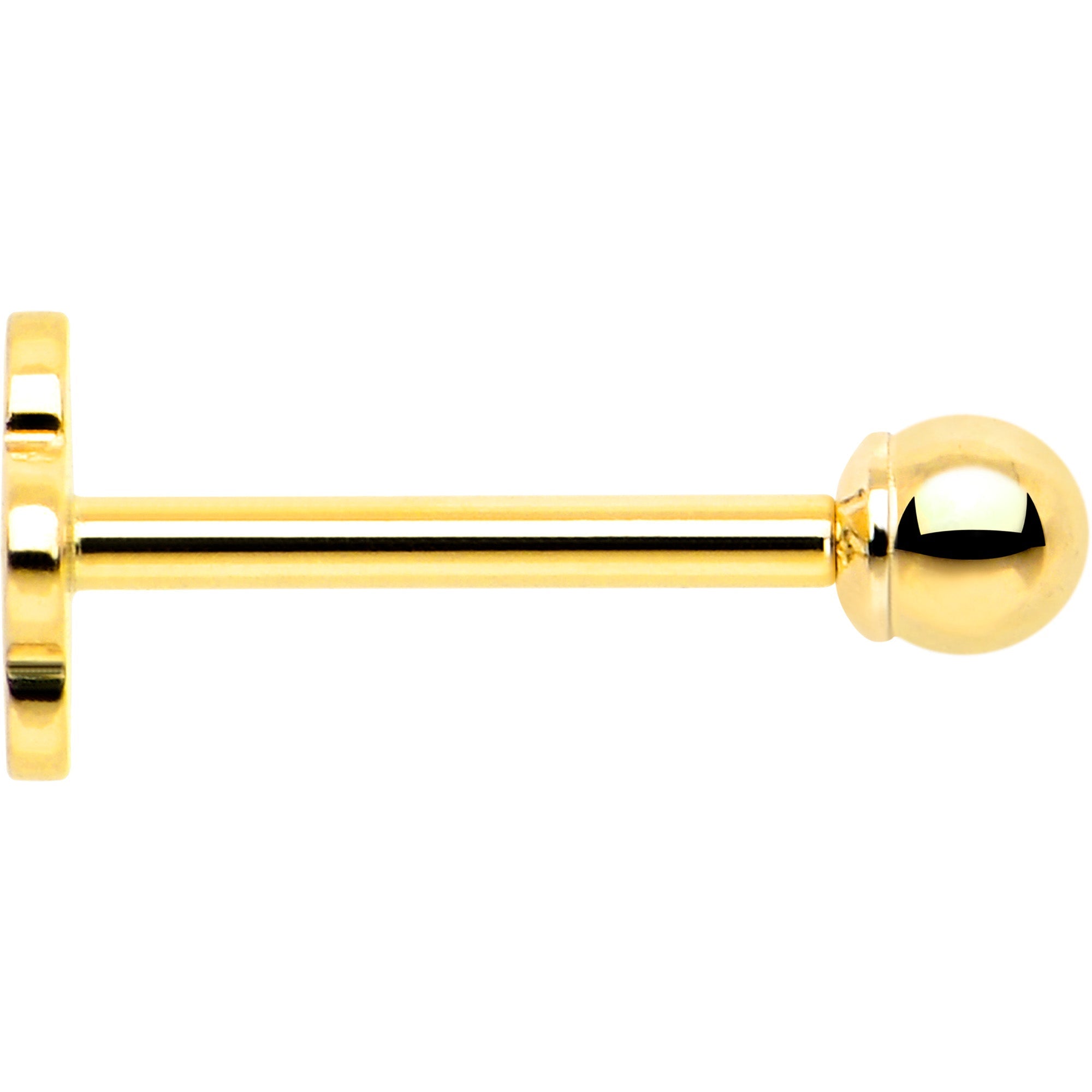 BodyCandy 14k Yellow Gold Flat Back Earring 20G 2mm Ball Floral Reversible — back view