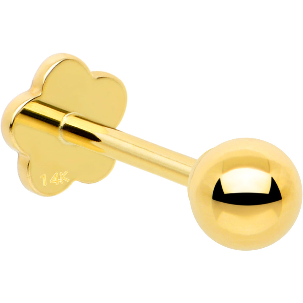BodyCandy 14k Yellow Gold Flat Back Earring 20G 3mm Ball Floral Reversible — lifestyle context