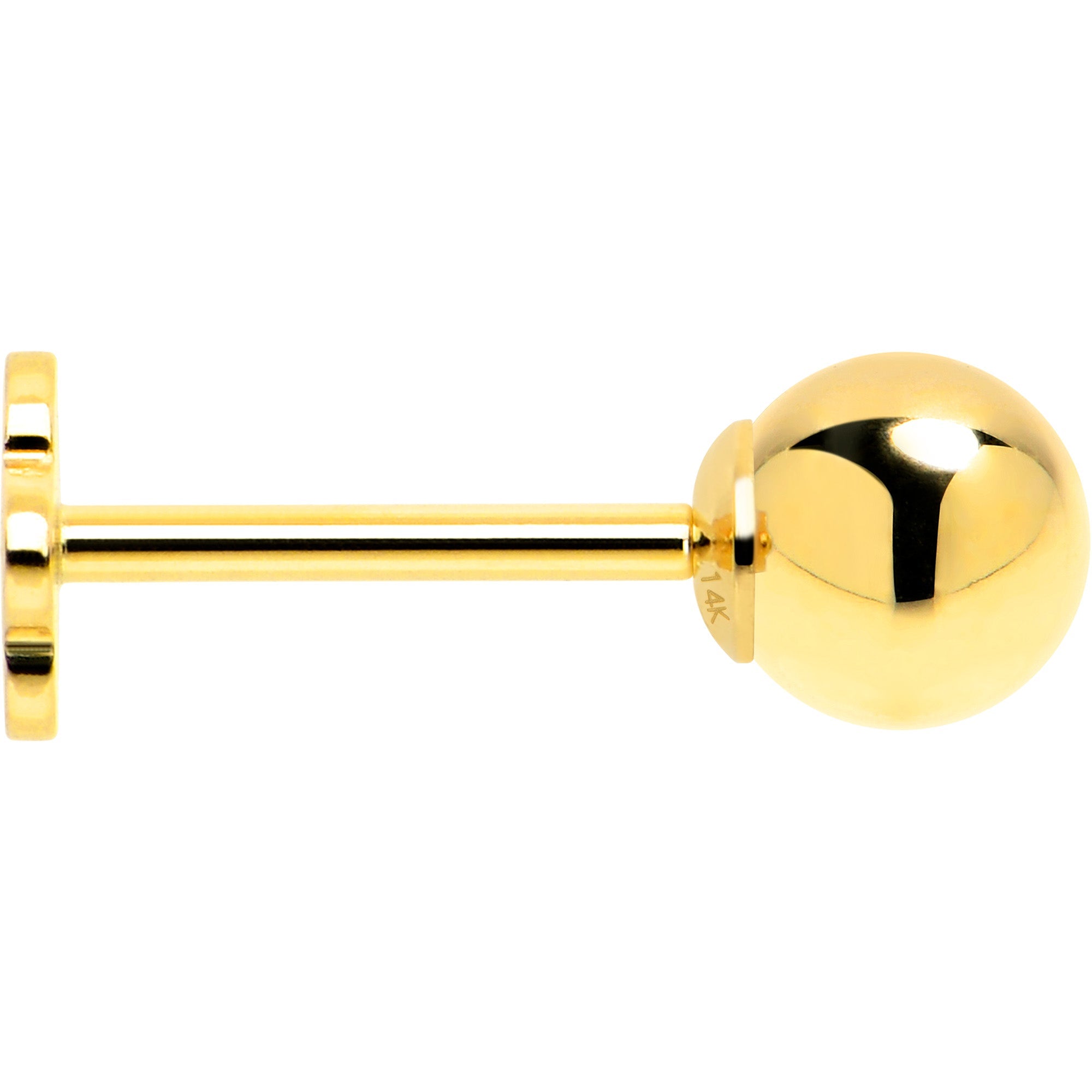 BodyCandy 14k Yellow Gold Flat Back Earring 20G 4mm Ball Floral Reversible — back view