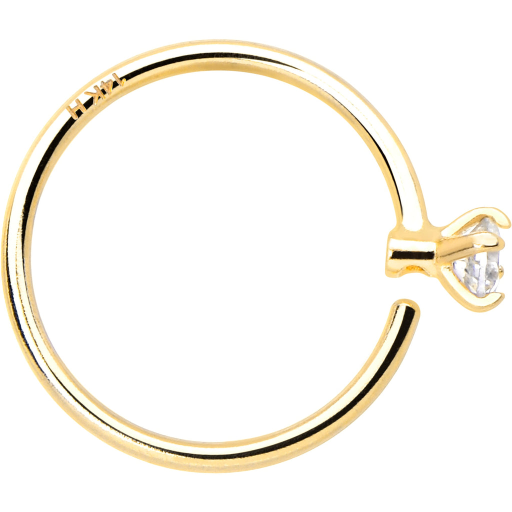 BodyCandy 14k Solid Yellow Gold Bendable Nose Hoop 22G 5/16 with 2mm  CZ — lifestyle context