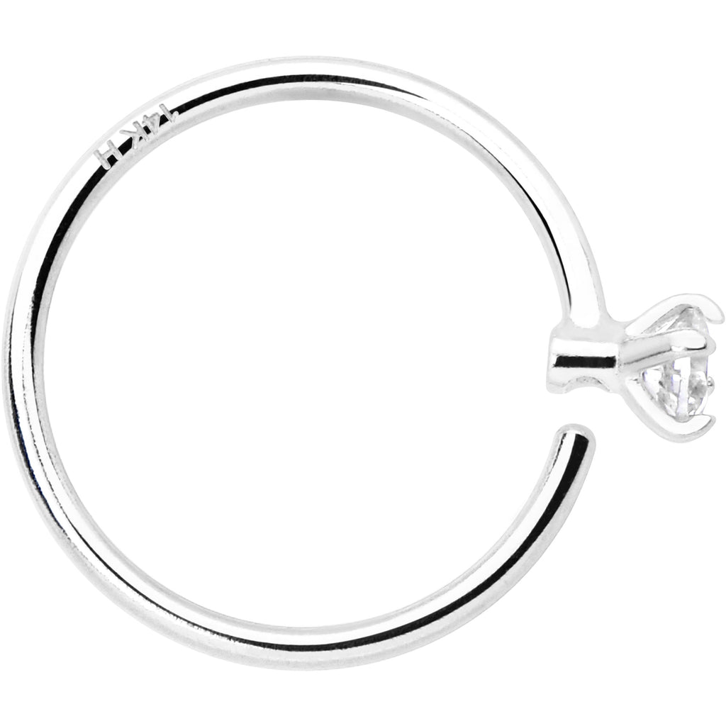 BodyCandy 14k Solid White Gold Bendable Nose Hoop 22G 5/16 with 2mm CZ — lifestyle context