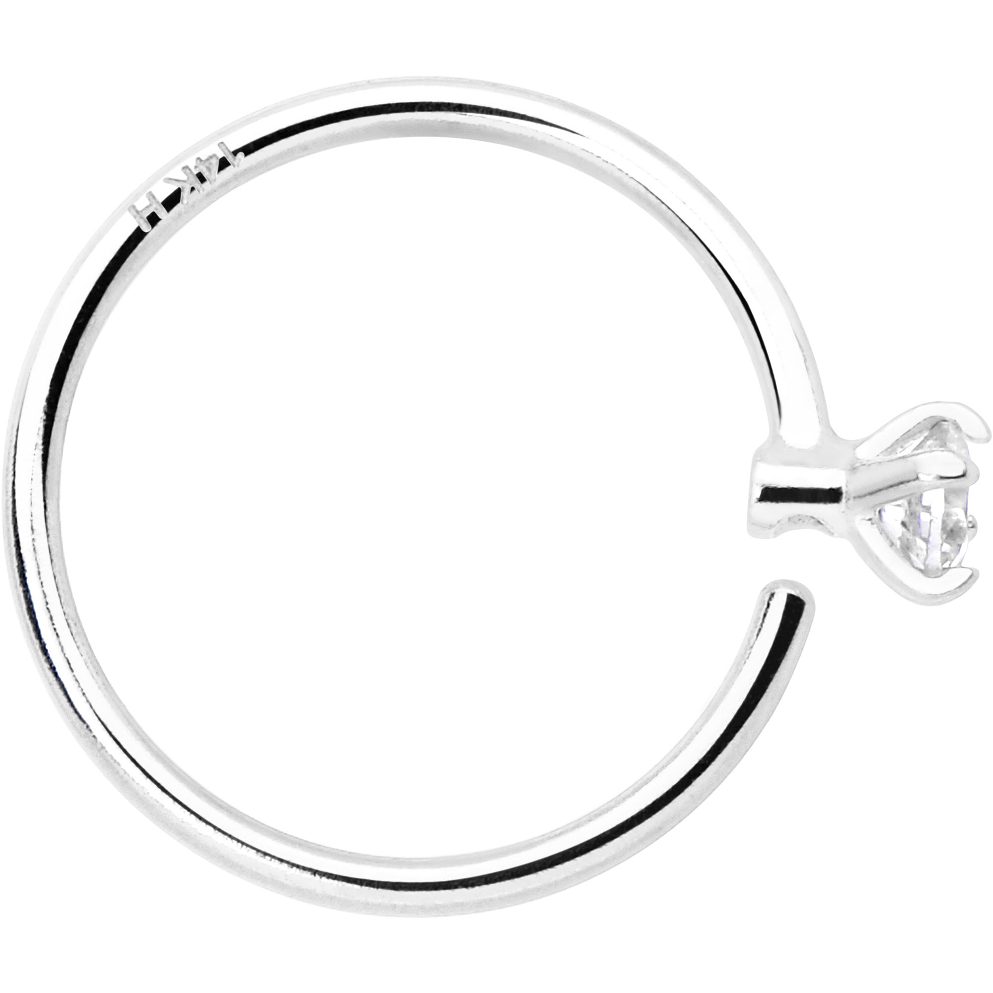BodyCandy 14k Solid White Gold Bendable Nose Hoop 22G 5/16 with 2mm CZ — lifestyle context