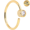 BodyCandy 14k Solid Yellow Gold Bendable Nose Hoop 22G 5/16 with 2mm Bezel CZ — main product shot