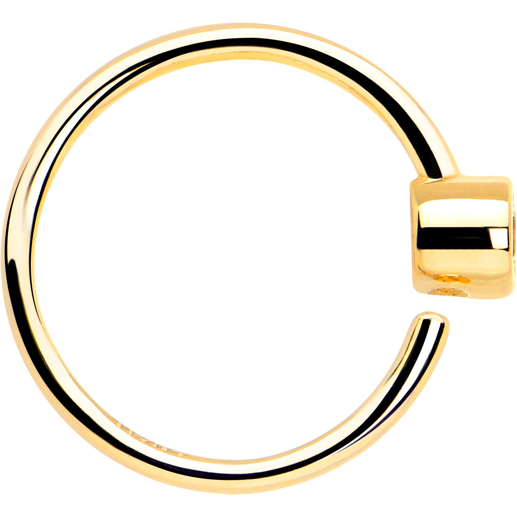 BodyCandy 14k Solid Yellow Gold Bendable Nose Hoop 22G 5/16 with 2mm Bezel CZ — lifestyle context