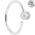 BodyCandy 14k Solid White Gold Bendable Nose Hoop 220G 5/16 with 2mm Bezel CZ — main product shot