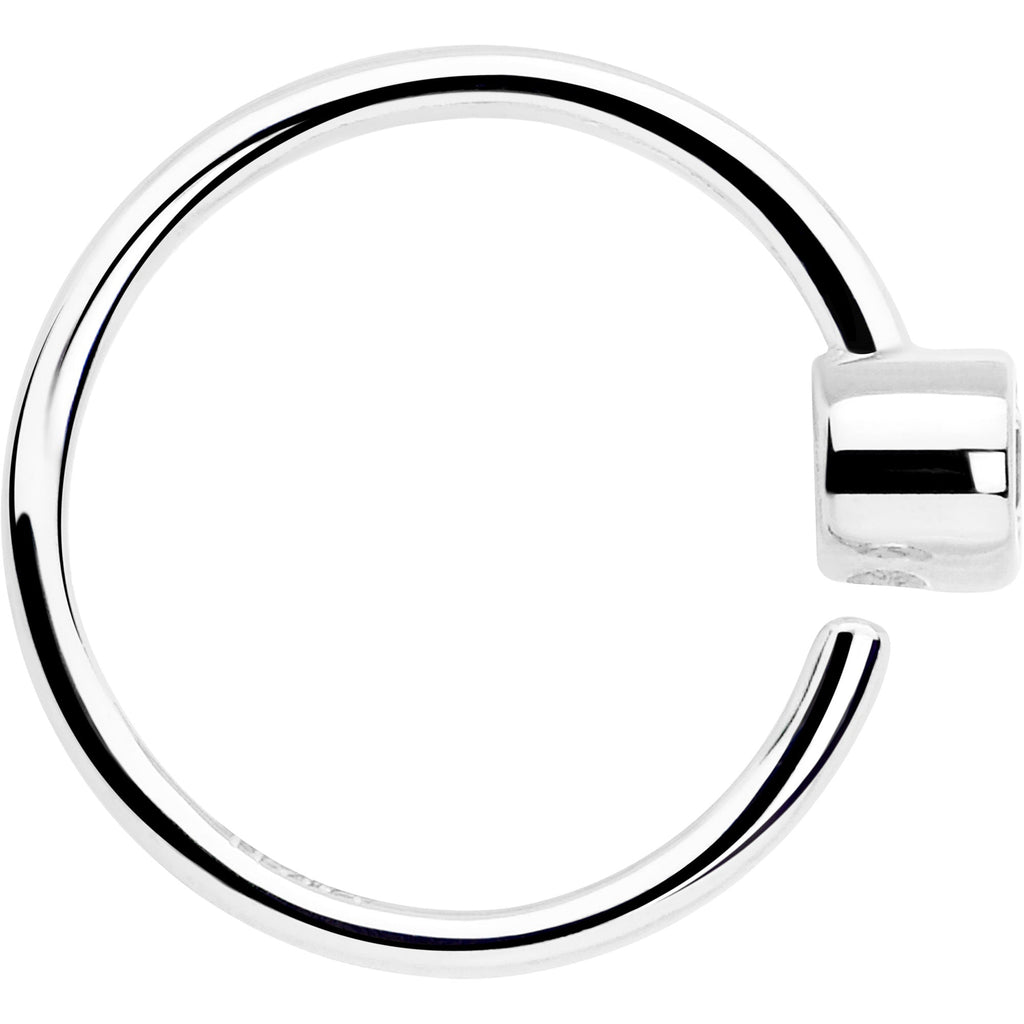 BodyCandy 14k Solid White Gold Bendable Nose Hoop 220G 5/16 with 2mm Bezel CZ — lifestyle context
