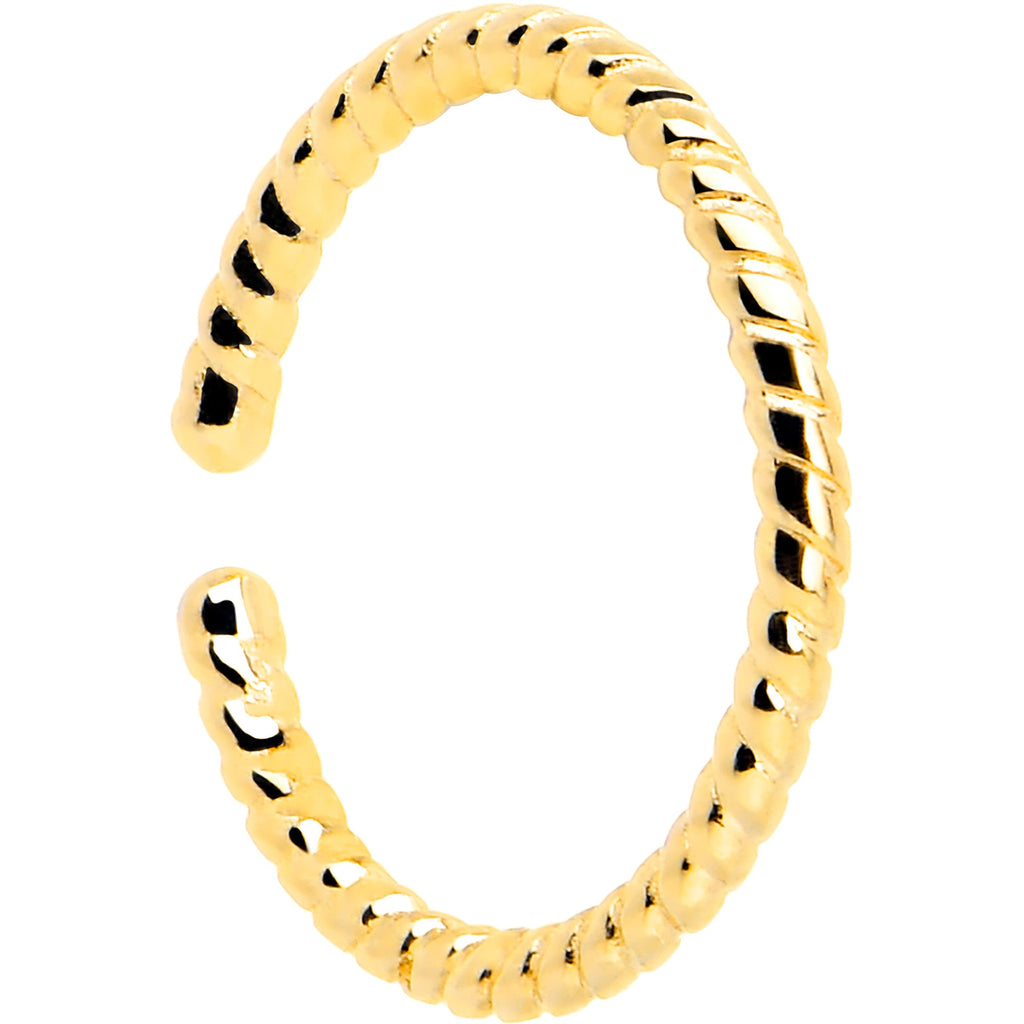 BodyCandy 14k Yellow Gold Bendable Nose Hoop 20G 5/16 Twisted — lifestyle context